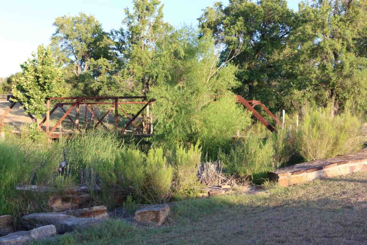 Garden bridge on the property