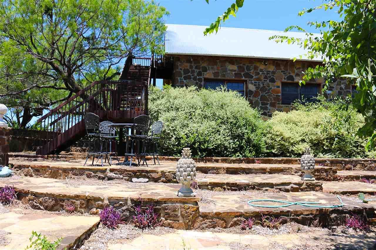 Stone buildings and garden terrace