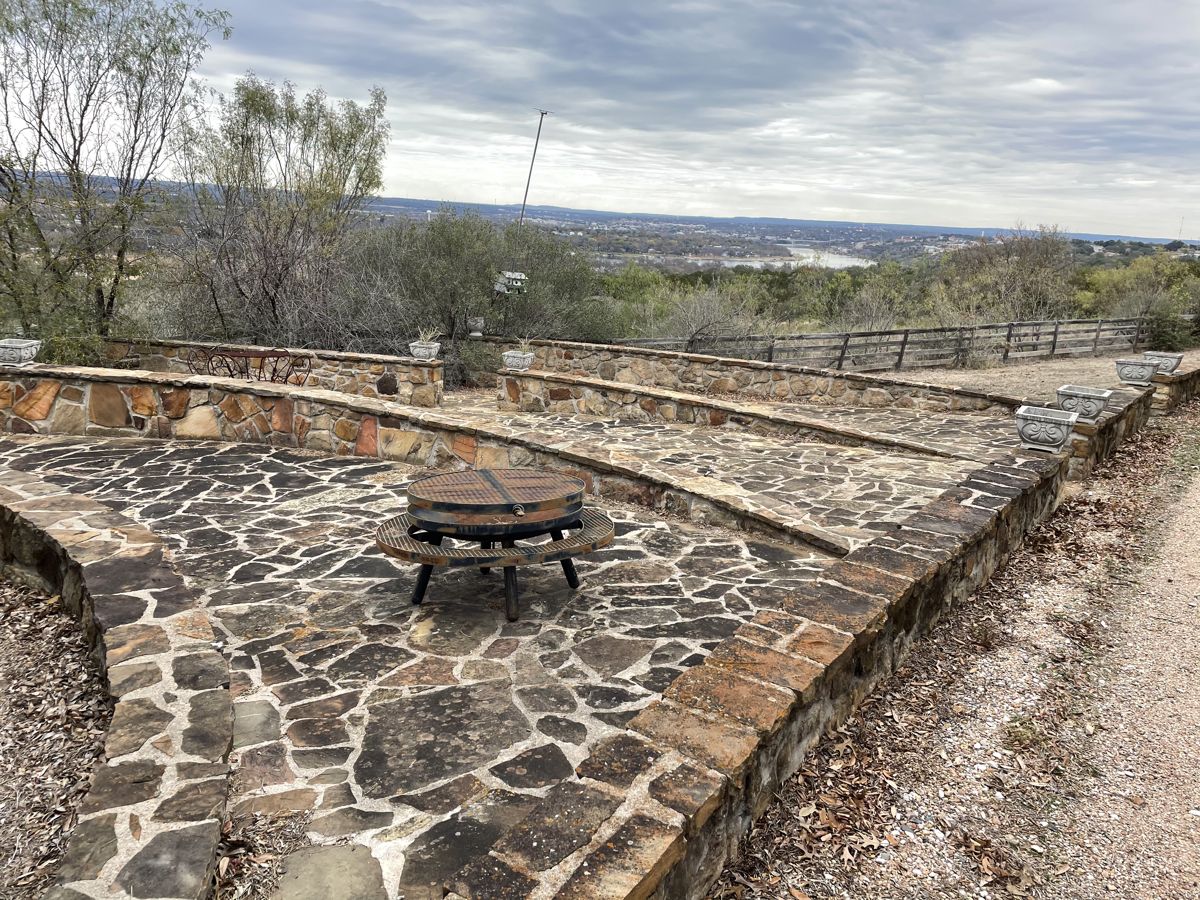Stone terrace with Hill Country views