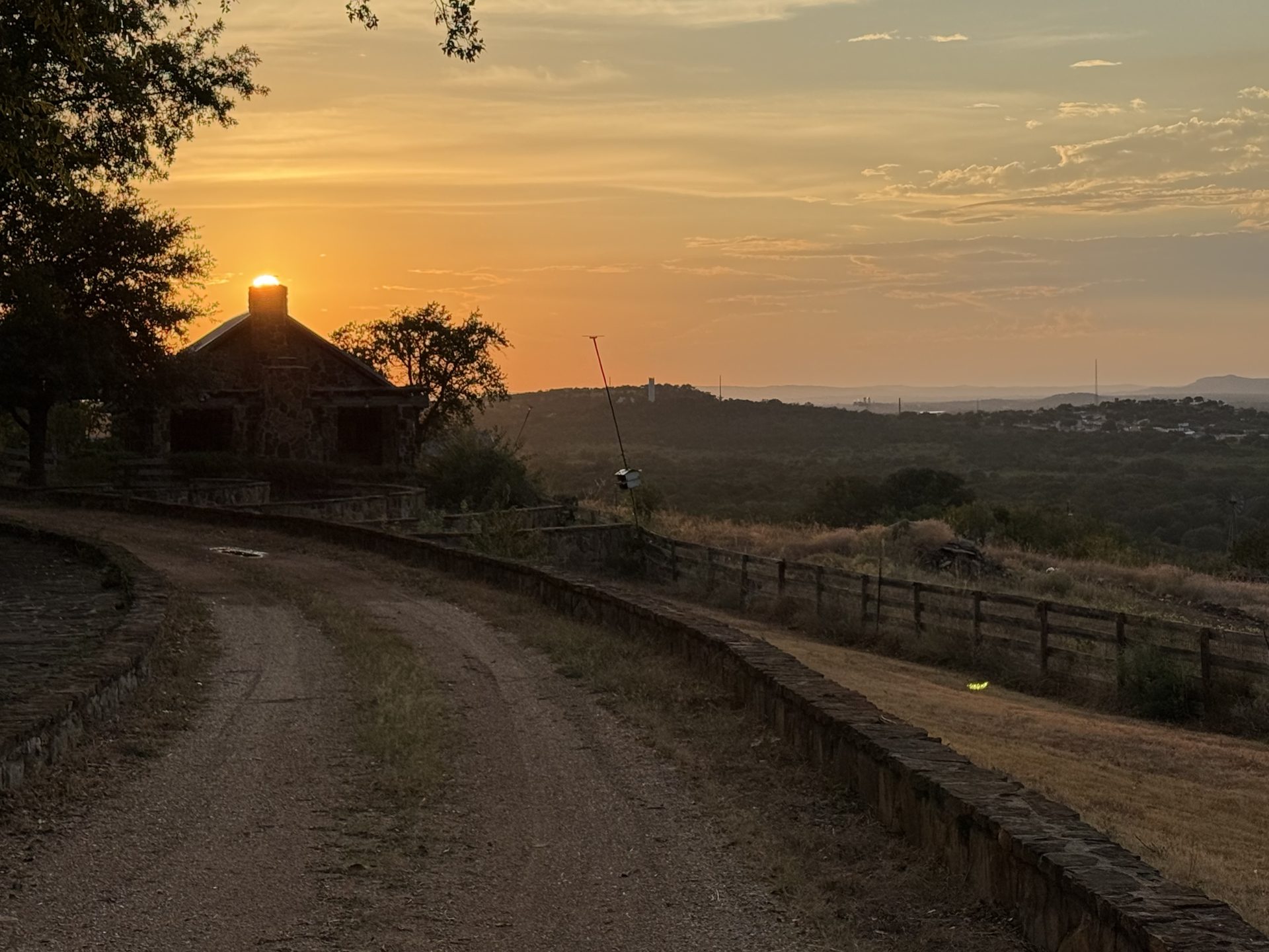 Sunset over the stone cottage