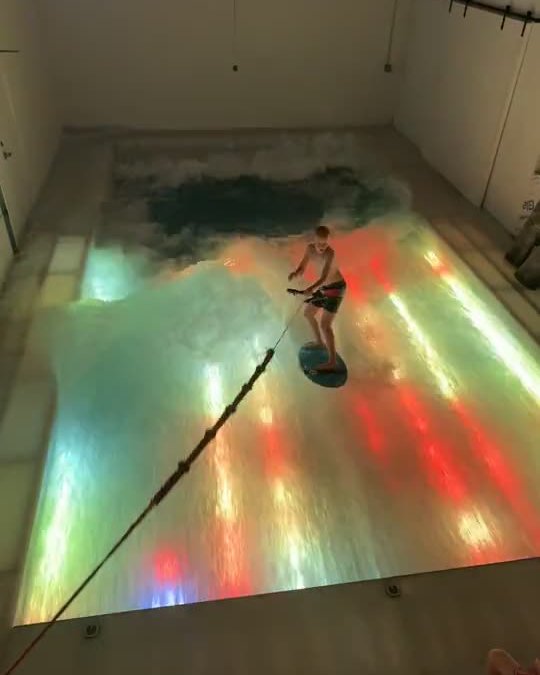 Surf Pool with in-floor LED lighting